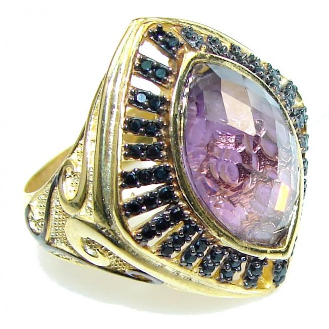 Gorgeous!! Purple Amethyst, Gold Plated Sterling Silver Ring s. 8 1/4