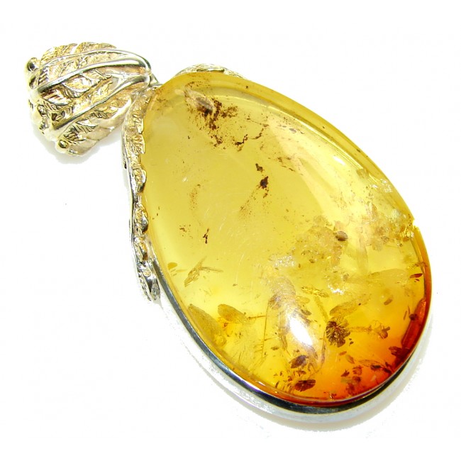 Stunning!! Polish Amber, Gold Plated Sterling Silver Pendant