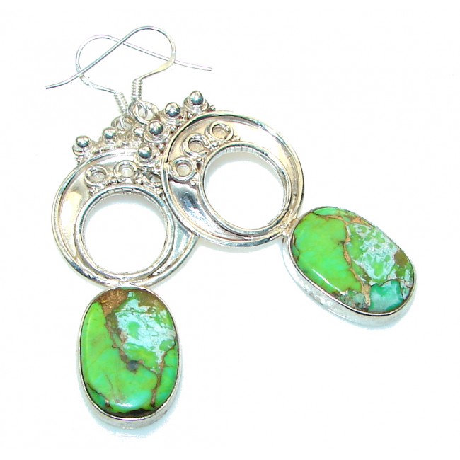 Fantastic!! Green Copper Turquoise Sterling Silver earrings