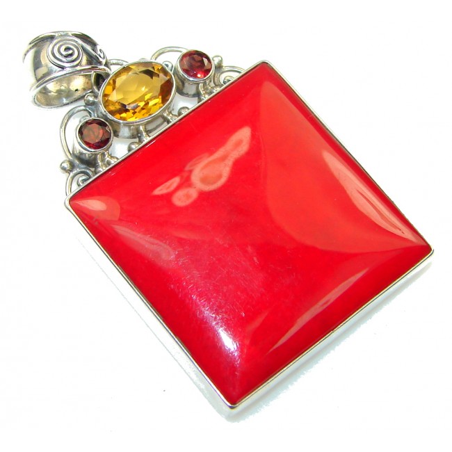 My Sweet! Red Fossilized Coral Sterling Silver pendant