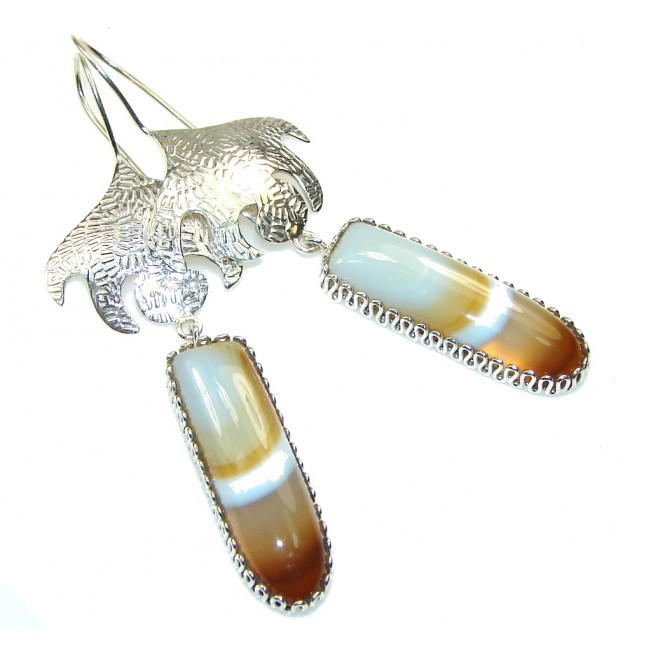 Secret! Lace Brown Agate Sterling Silver earrings