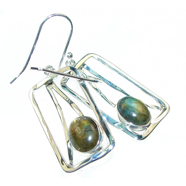 Modern Labradorite Hammered Sterling Silver earrings