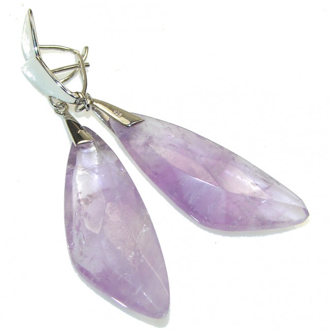 Big! Falling In Love! Purple Amethyst Sterling Silver earrings