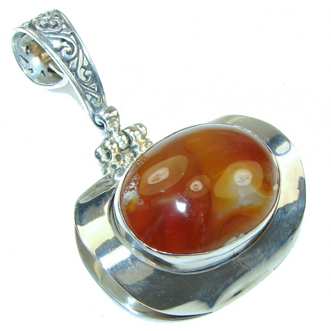 Stunning New Design! Brown Agate Sterling Silver Pendant