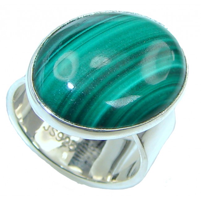 Just Perfect! Green Malachite Sterling Silver ring s. 7 1/2