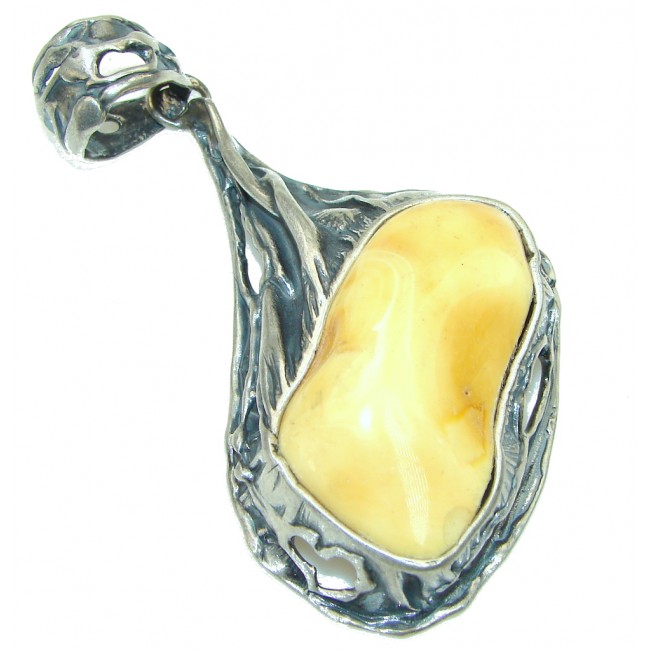 Large! Fashion Yellow Amber Sterling Silver pendant