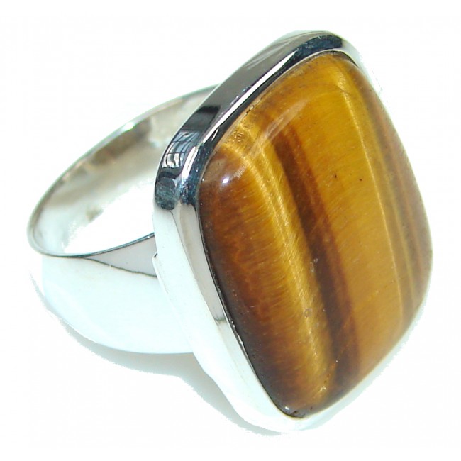 Amazing! Brown Tigers Eye Sterling Silver Ring s. 8