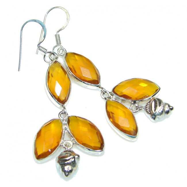 Excellent! Created Golden Topaz Sterling Silver Earrings