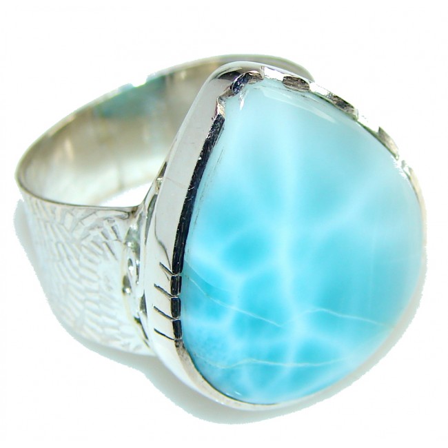 Genuine! Light Blue Larimar Sterling Silver Ring s. 11