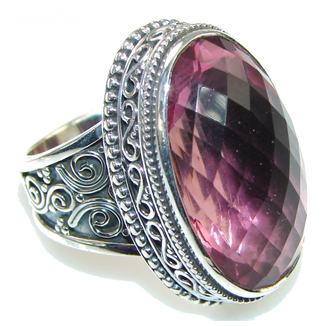 Awesome! Created Pink Sapphire Sterling Silver ring s. 7