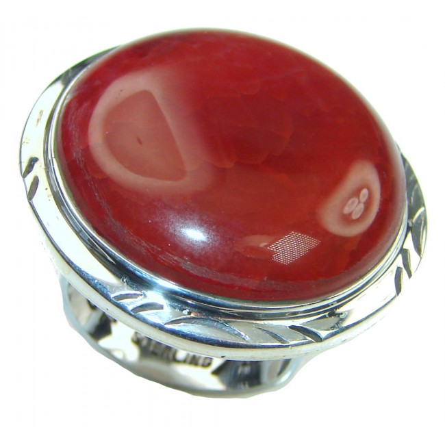 Beautiful! Mexican Fire Agate Sterling Silver ring s. 6 1/4