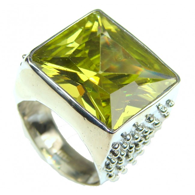 Amazing Yellow Cubic Zirconia Sterling Silver Ring s. 10
