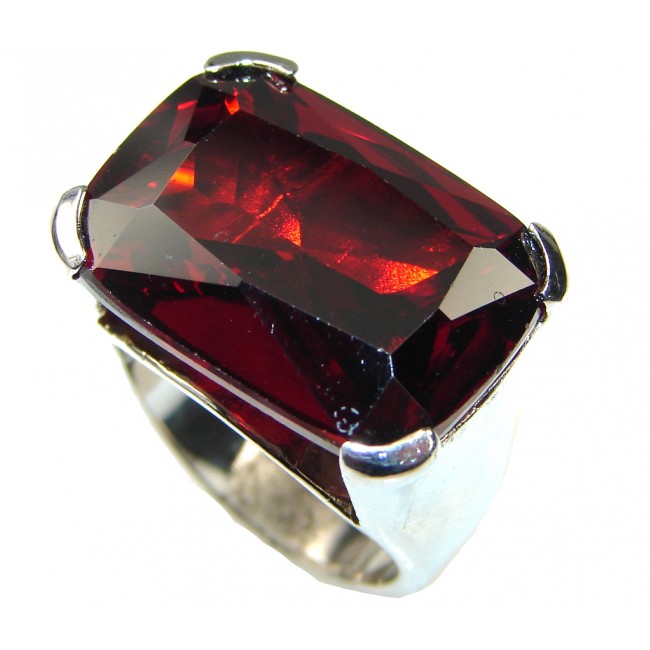 Love Power! Created Red Garnet Sterling Silver ring s. 6
