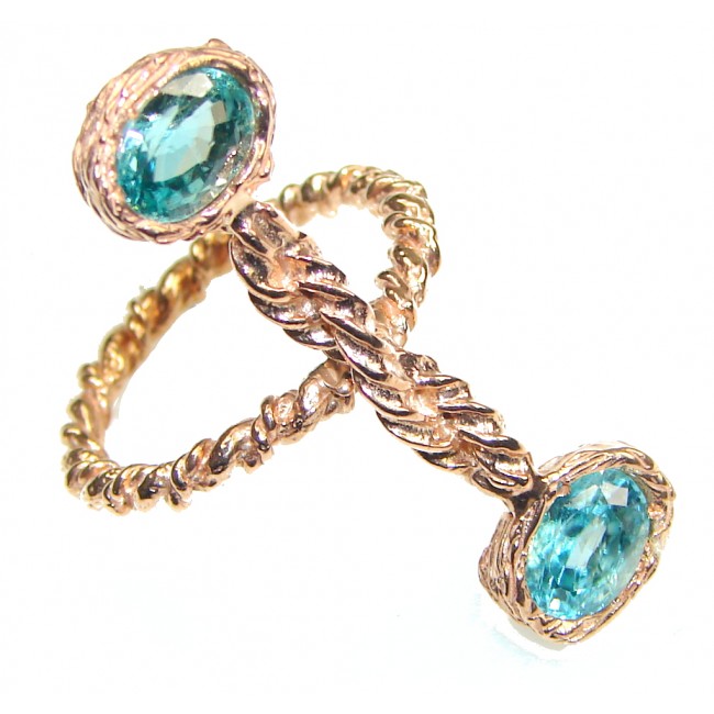 New Amazing Design! Swiss Blue Topaz , Rose Gold PlatedSterling Silver Ring s. 7