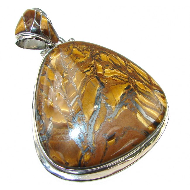 Exclusive! AAA Golden Tigers Eye Sterling Silver Pendant