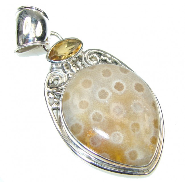 Secret Style! Fossilized Coral Sterling Silver pendant