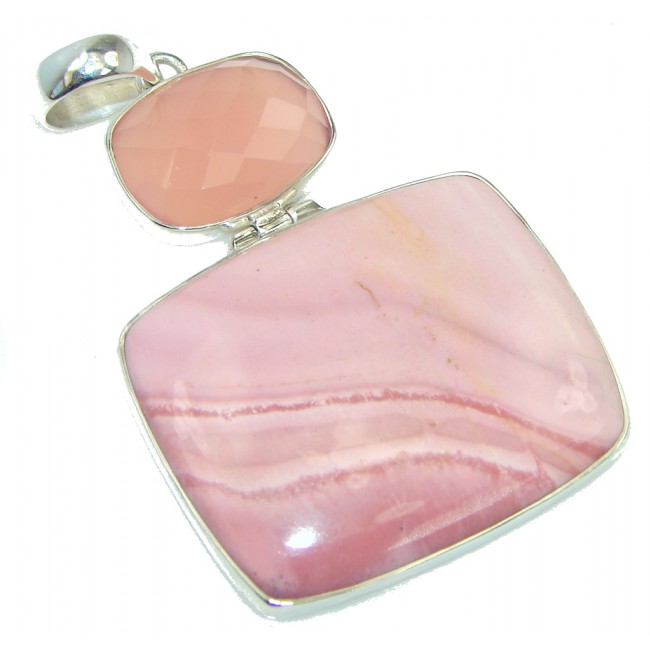 Big! Trade Secret! AAA Pink Opal Sterling Silver Pendant