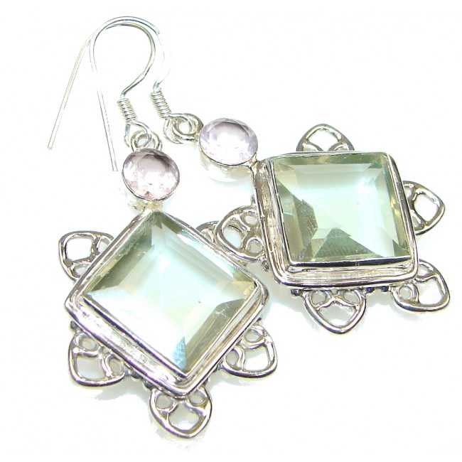 Precious Light Green Amethyst Sterling Silver earrings
