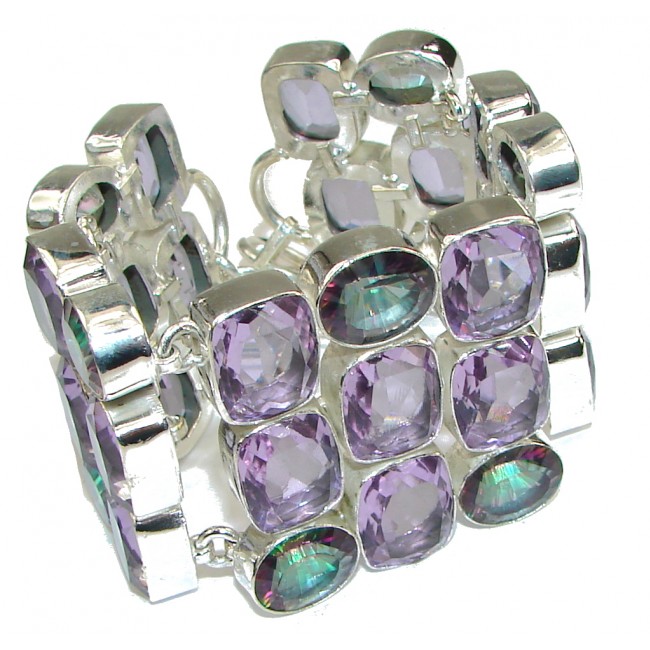 Beautiful! Created Purple Amethyst & Magic Topaz Sterling Silver Bracelet
