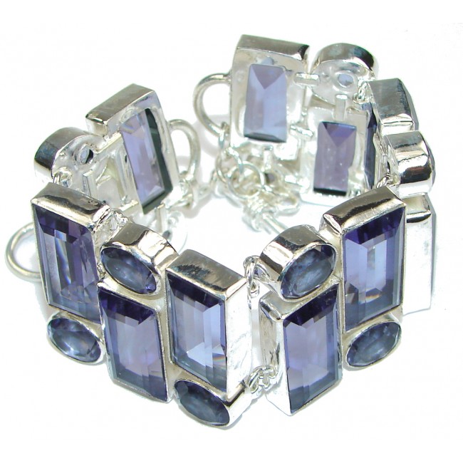 Sweetheart! Created Purple Amethyst Sterling Silver Bracelet