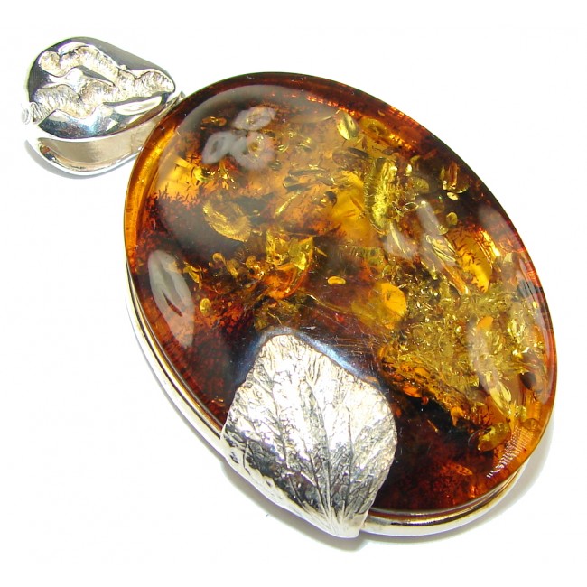 Perfect Gift! AAA Baltic Polish Amber Sterling Silver Pendant