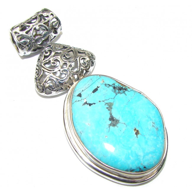 Sleeping Beauty! Blue Turquoise Sterling Silver Pendant