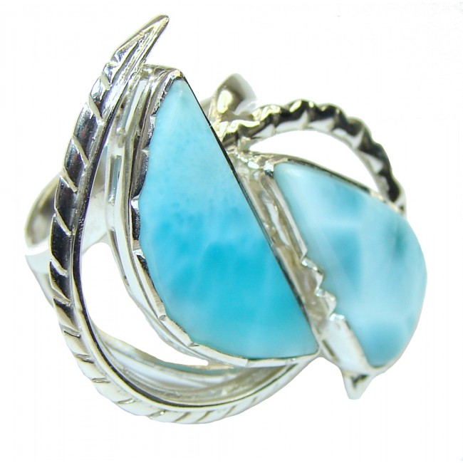 Beautiful AAA Blue Larimar Sterling Silver Ring s. 9