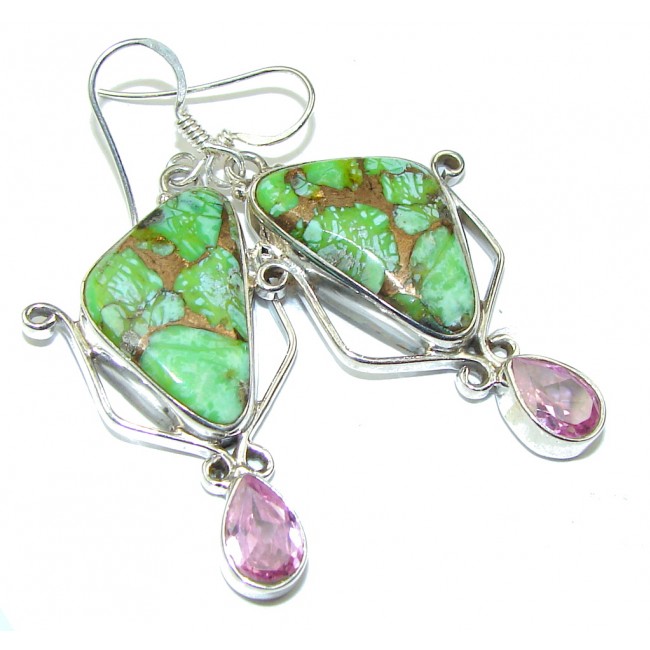 Excellent Green Copper Turquoise Sterling Silver earrings
