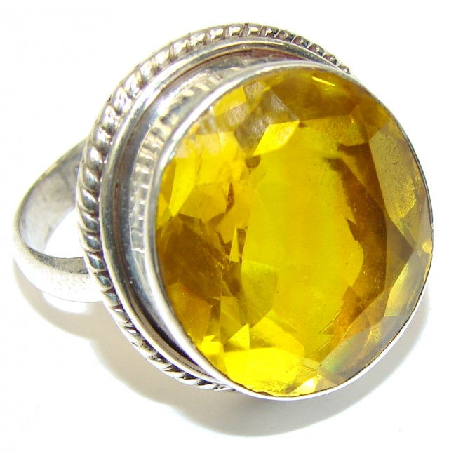Simple! Created Yellow Citrine Sterling Silver Ring s. 9 1/4