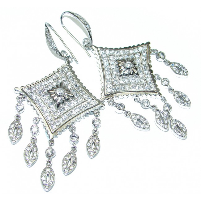 Big! Exclusive White Topaz Sterling Silver earrings