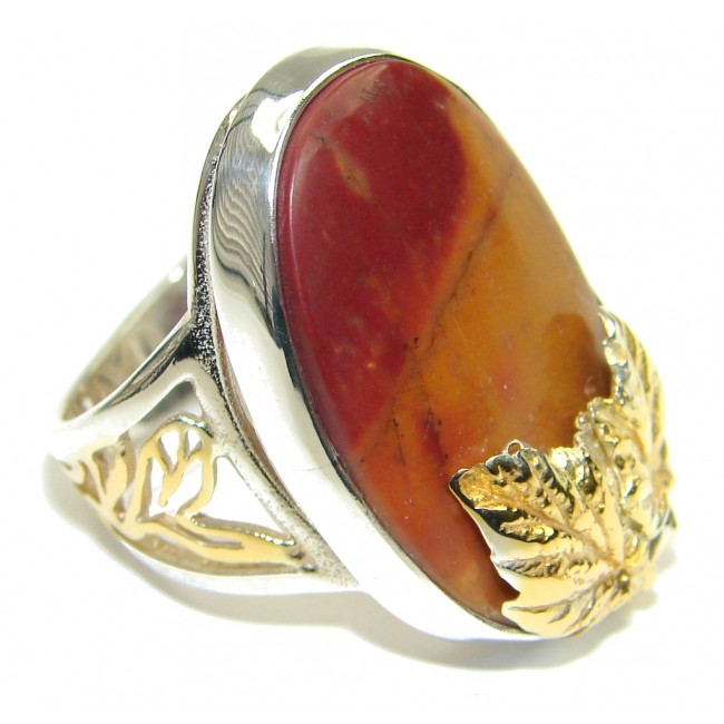 Beautiful! Mookaite Gold Plated Sterling Silver Ring s. 7 adjustable