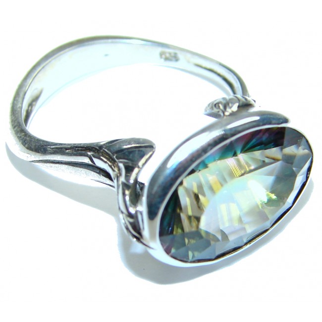 Multicolor Topaz Rhodium Plated Sterling Silver Ring s. 8 3/4