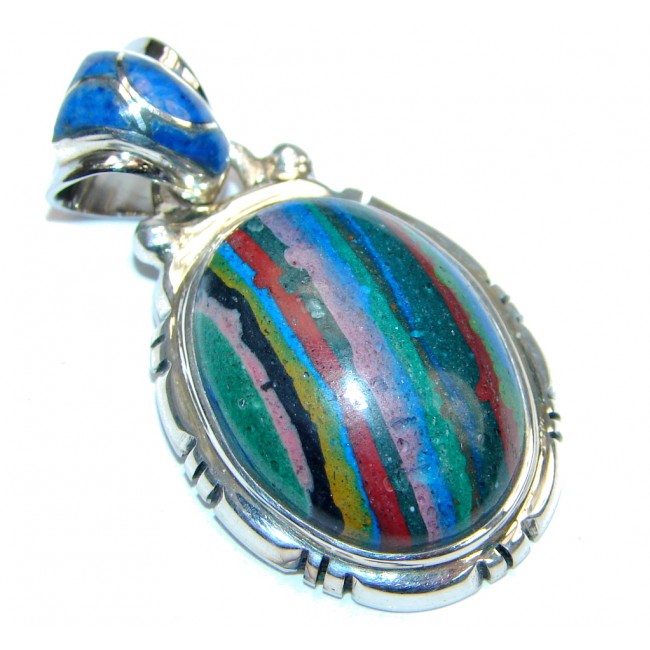Precious Blue Rainbow Calsilica Sterling Silver Pendant