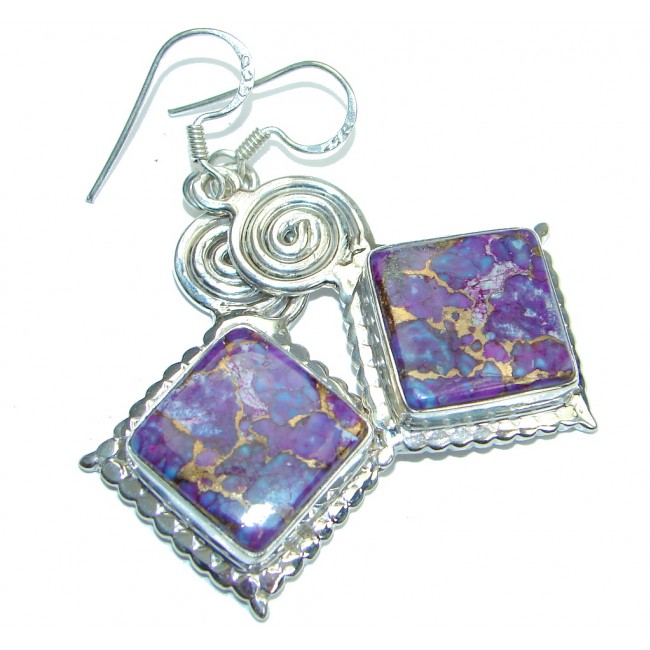 Excellent! Purple Copper Turquoise Sterling Silver earrings