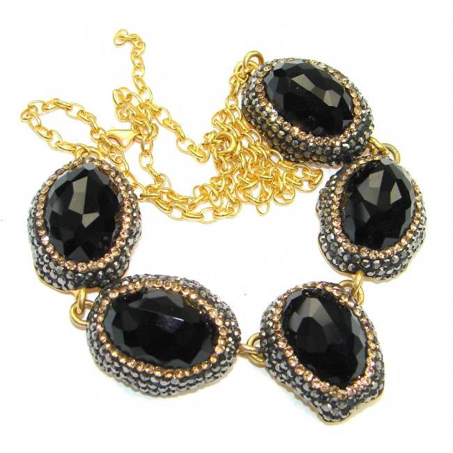 Victorian Style! Created Black Sapphire & Maracsite Sterling Silver Necklace