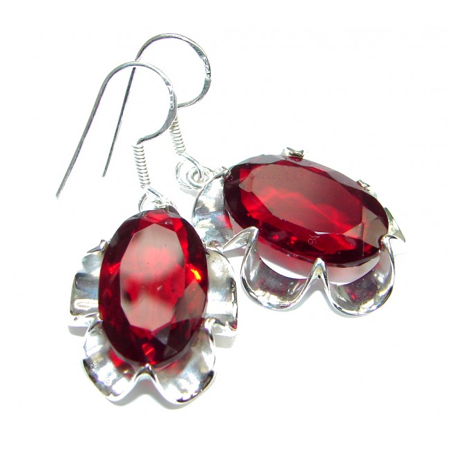 Love Power! Created Red Garnet Sterling Silver earrings