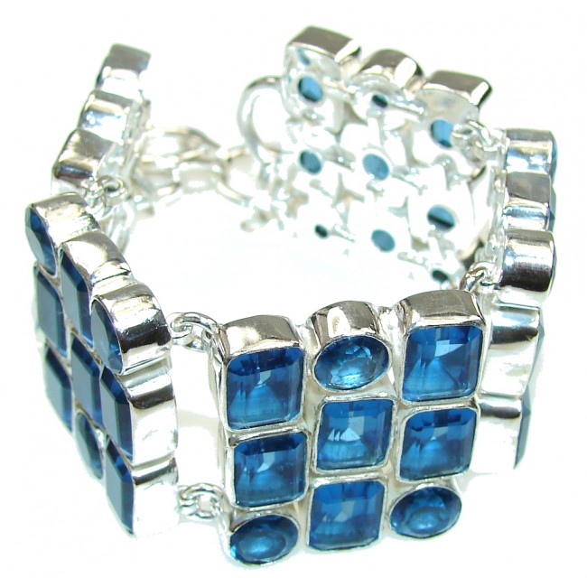Beautiful Design! Lab. Created Blue Topaz Sterling Silver Bracelet
