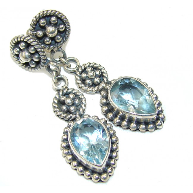 Delicate! Swiss Blue Topaz Sterling Silver earrings