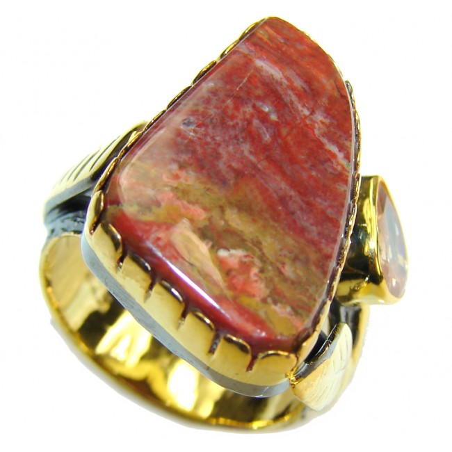 New Secret! AAA Noreena Jasper, Gold Plated, Rhodium PLated Sterling Silver Ring s. 8