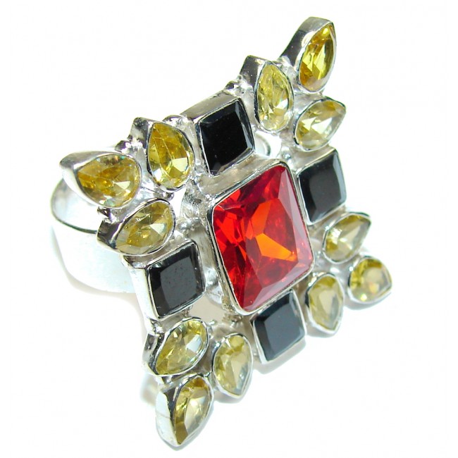 Pale Beauty! Red Quartz Sterling Silver Ring s. 10