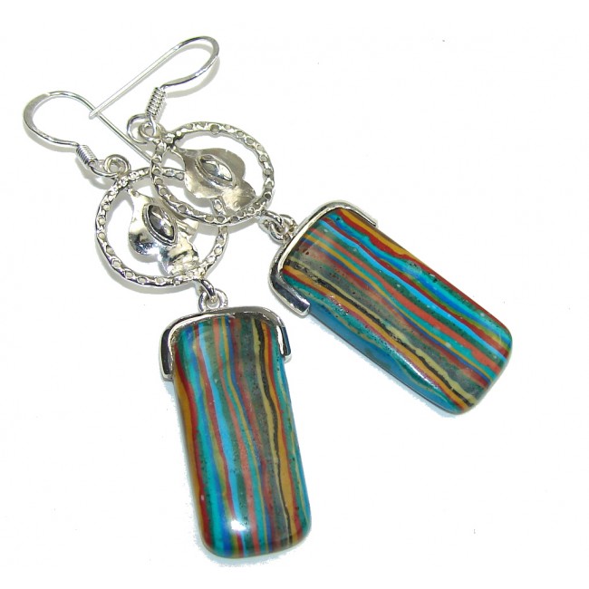Fabulous Style! Rainbow Calsilica Sterling Silver earrings