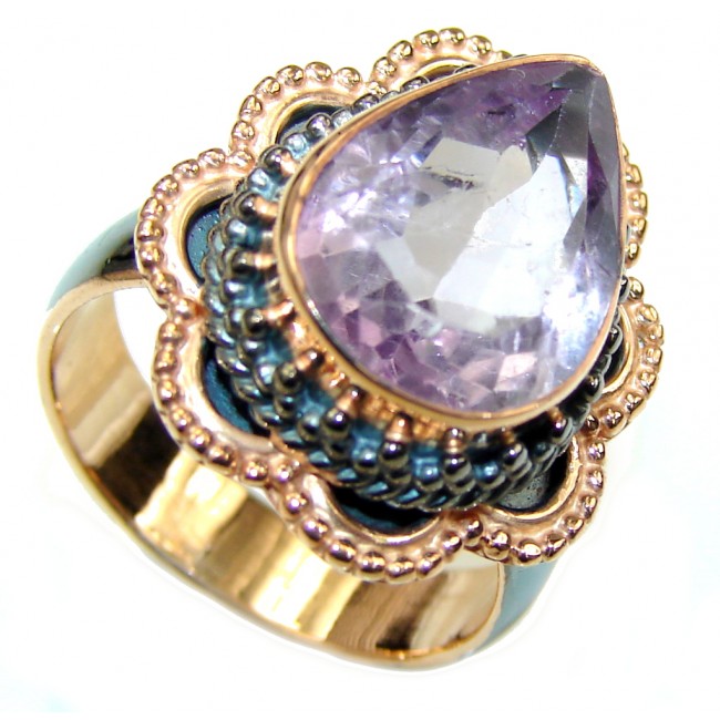 Secret AAA Purple Amethyst, Rose Gold Plated, Rhodium Plated Sterling Silver ring s. 7