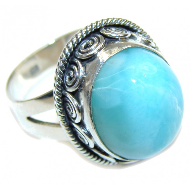 Pacific Glory! Blue Larimar Sterling Silver Ring s. 8
