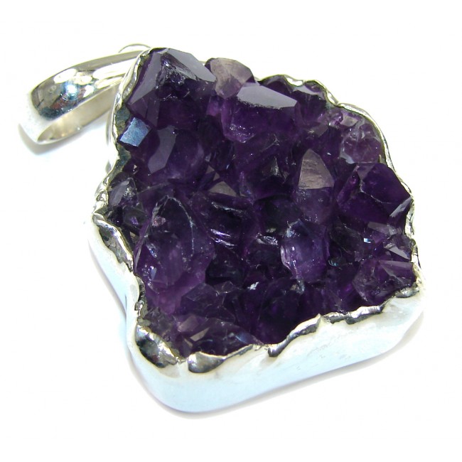Fashion Purple Amethyst Cluster Sterling Silver Pendant