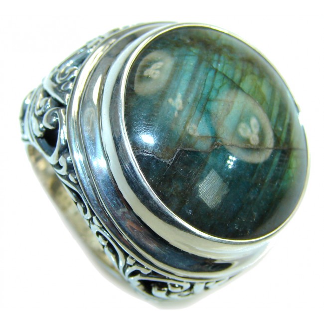 Bali Collection Gaint AAA labradorite Sterling Silver Ring s. 8