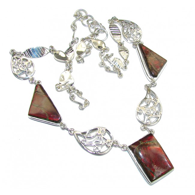 Promise Of Love!! Red Ammolite Sterling Silver necklace