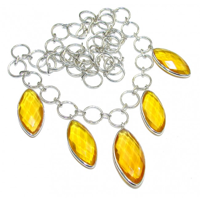 Pure In Heart! Created Citrine Sterling Silver necklace