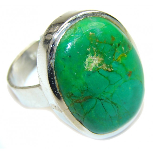 Simple Delight! Green Turquoise Sterling Silver ring s. 10