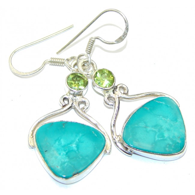 Fresh Green Turquoise & Quartz Sterling Silver earrings