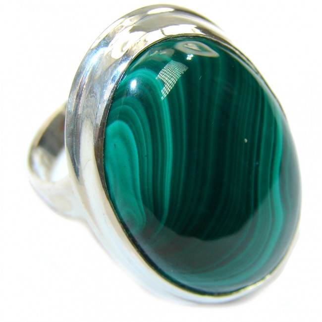 Perfect AAA Green Malachite Sterling Silver ring s. 8 1/4